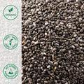 Close-up of organic black chia seeds 