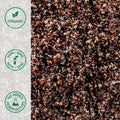 Close-up of organic black quinoa cooked