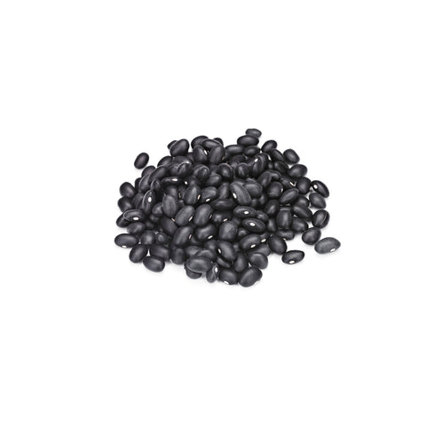 Organic black turtle beans on a white background