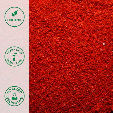 Close-up of organic mild chili powder
