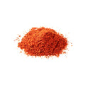 Organic chili powder on white background