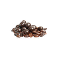Organic chocolate covered espresso beans on a white background