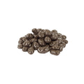 Organic chocolate covered raisins on a white background