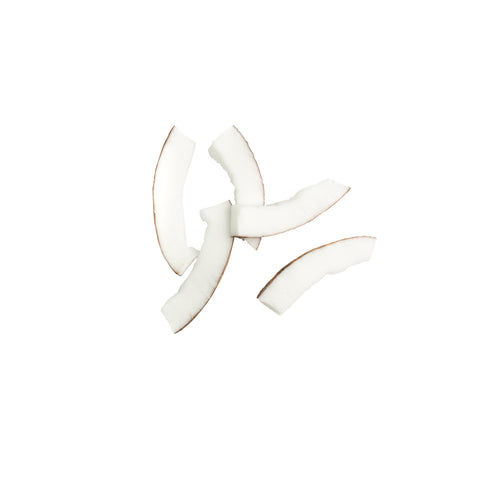 Organic coconut wide slices on white background