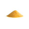 Coarse organic yellow corn meal on white background