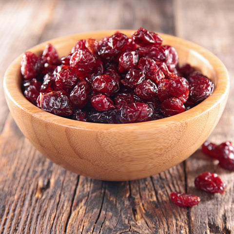 Bowl of organic dried cranberries
