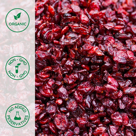 Close-up of organic dried cranberries