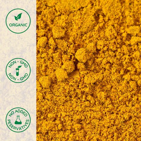 Close-up of organic curry powder