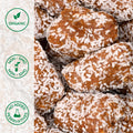 Close-up of organic date rolls