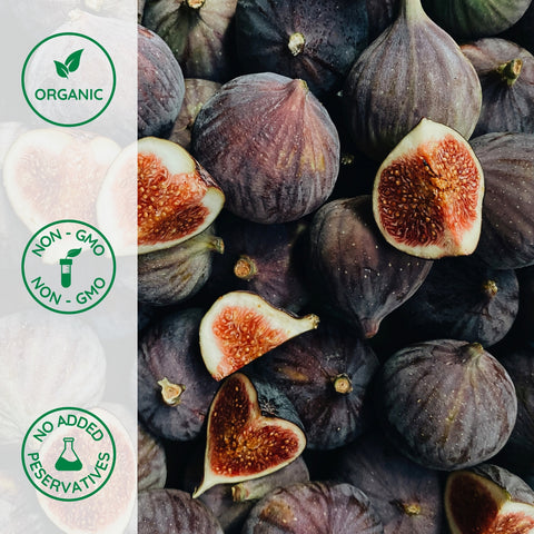 Close-up of organic black mission figs