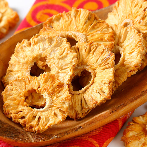 Golden organic dried pineapple rings