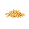 Organic dry roasted peanuts on a white background