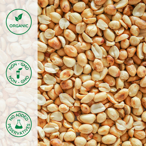 Close-up of organic dry roasted peanuts