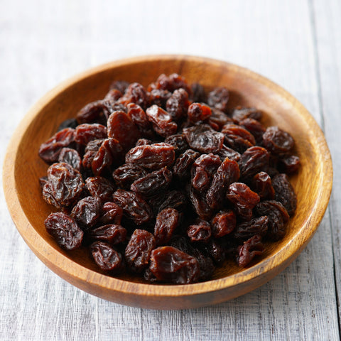 Bowl of organic flame raisins