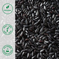 Close-up of uncooked organic black forbidden rice grains