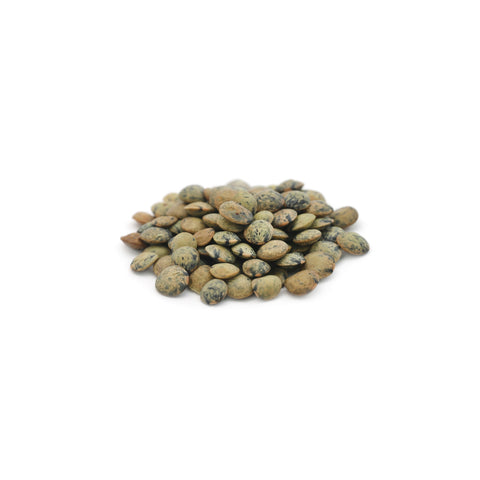 Pile of organic french green lentils