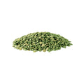 Organic french green lentils on white background