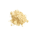 Organic ground ginger root powder on a white background