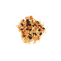 Organic maple fruit and nut granola on white background