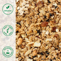 Close-up of organic maple fruit and nut granola