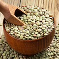 Bowl of organic green lentils