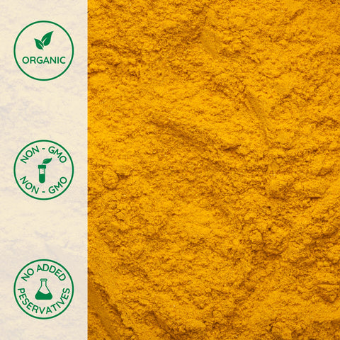 Close-up of organic ground turmeric