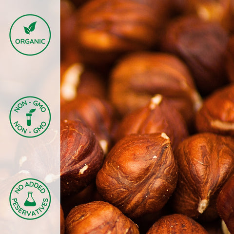 Close-up of organic hazelnuts