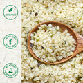 Close-up of organic crushed hemp seeds