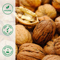 Close-up of organic in-shell jumbo hartley walnuts