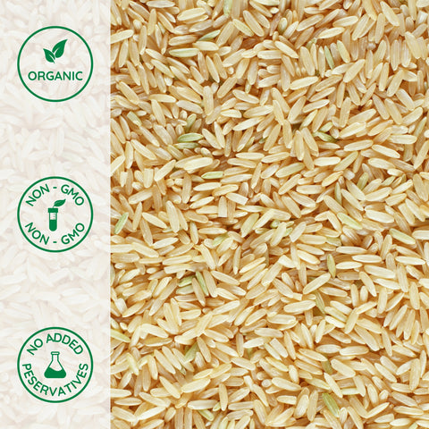 Close-up of organic long grain brown rice