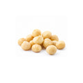 Raw organic macadamia nuts on white background