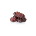 Organic medjool dates with rich, dark brown color on a white background
