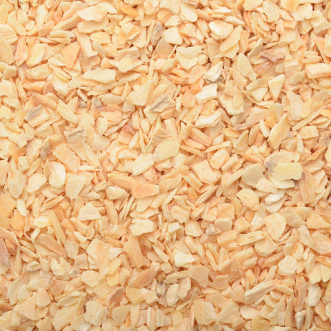 Close-up of organic minced garlic granules