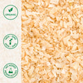 Close-up of dried minced organic onion flakes
