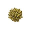 Organic mung beans on a white background