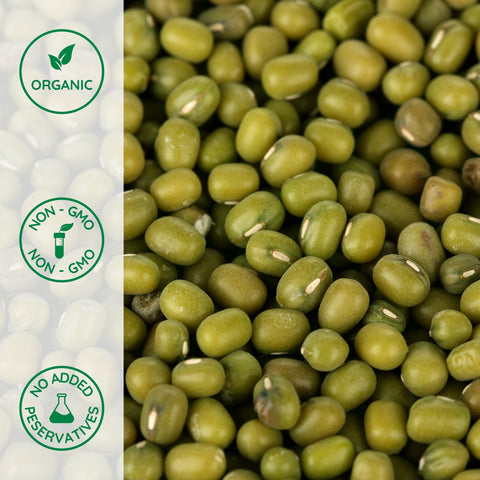 Close-up of organic mung beans