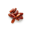 Organic deglet noor dates on a white background