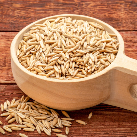 Scoop of organic oat groats