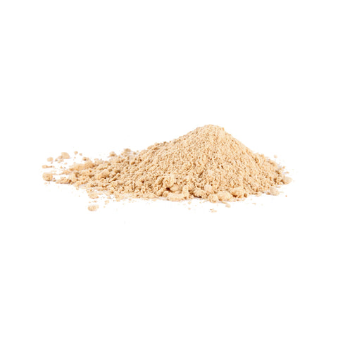 Organic onion powder on a white background