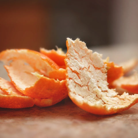 Organic orange peel on a table