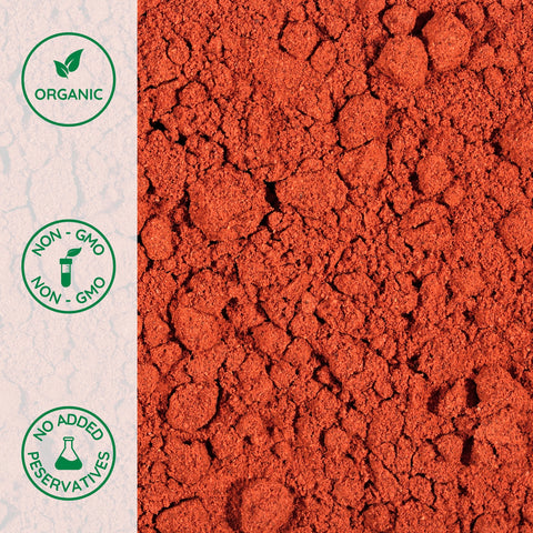 Close-up of ground organic paprika