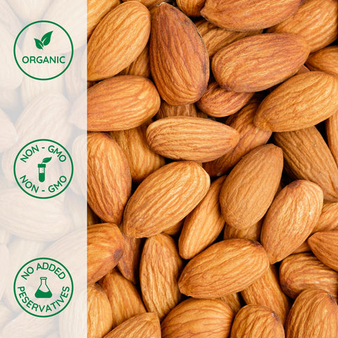 Close-up of organic pasteurized almonds