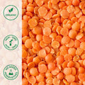 Close-up of organic red lentils without skin