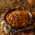 Bowl of organic dry roasted soy nuts unsalted