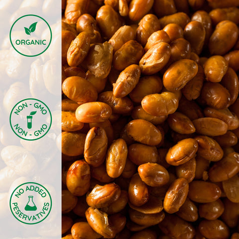 Close-up of organic dry roasted soy nuts unsalted