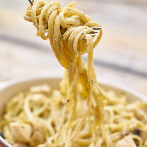 Organic semolina spaghetti pasta cooked 