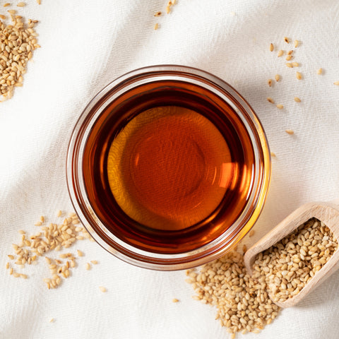 Jar of organic expeller pressed sesame oil