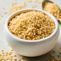 Bowl of organic short grain brown rice