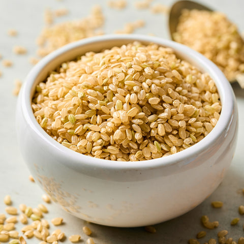 Bowl of organic short grain brown rice