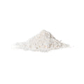 Organic whole grain spelt flour on a white background
